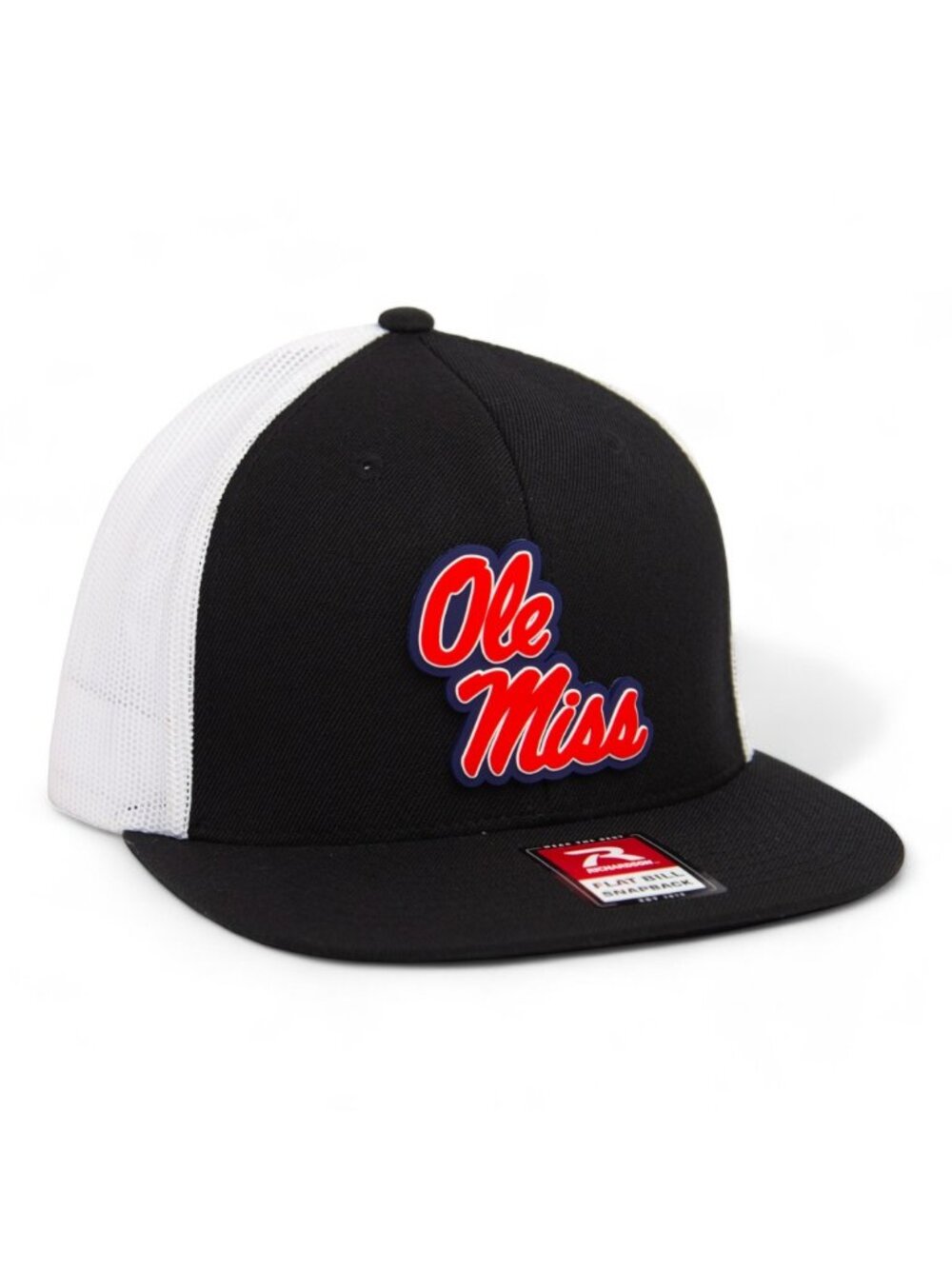 Ole Miss Rebels 3D Wool Blend Flat Bill Snapback Hat- Black/ White